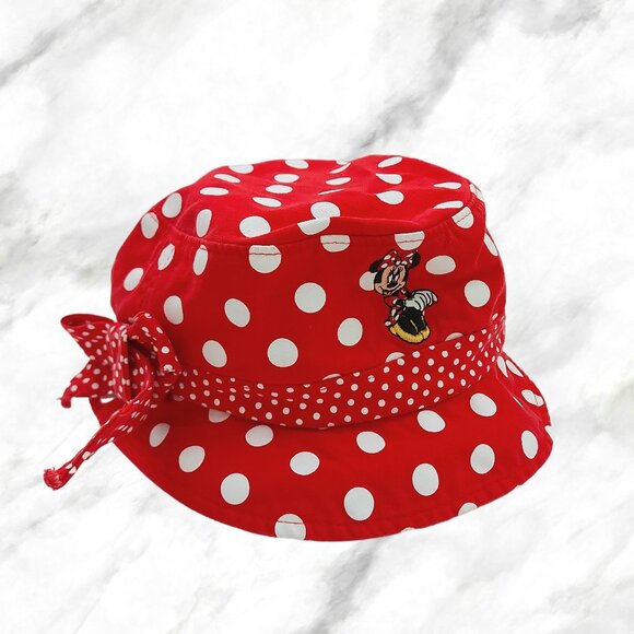 Disneyland Parks Bucket Hat Girl One Size Red Polka Dot Minnie Mouse Embroidered - Picture 1 of 9